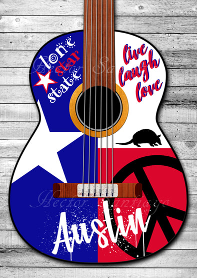 Austin Guitar Digital Art by Artist H. Santiago