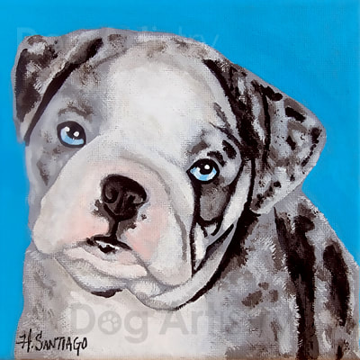 Bulldog Painting by artist H. Santiago