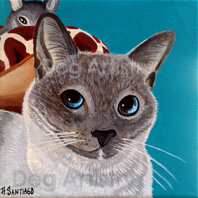 Siamese cat art by artist H. Santiago
