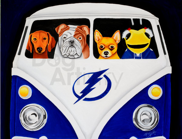 Tampa Bay Lighting VW Bus Painting by artist H. Santiago