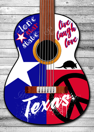 Texas Guitar Digital Art by Artist H. Santiago