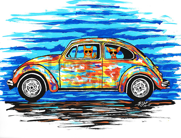 VW Beetle Art by artist H. Santiago