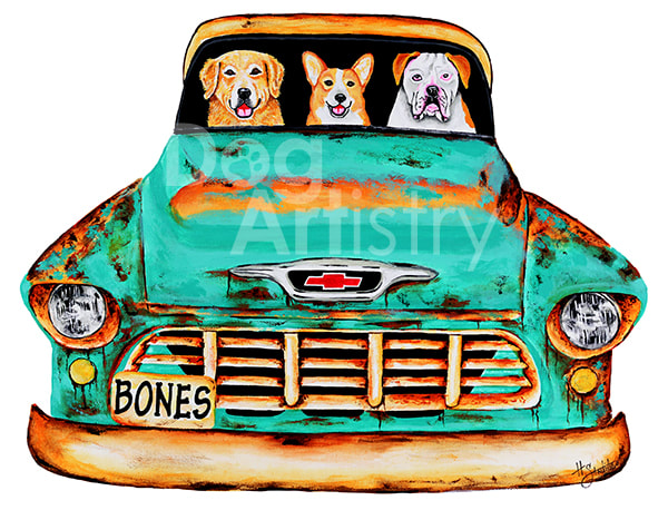55 Chevy Truck Painting by artist H. Santiago