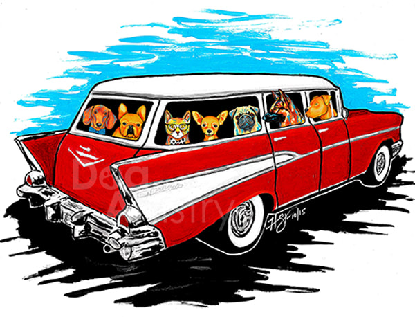 57 Chevy Wagon Painting by artist H. Santiago
