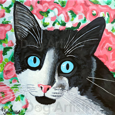 Cat Portrait by artist H. Santiago