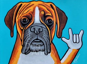 Boxer Painting by artist H. Santiago