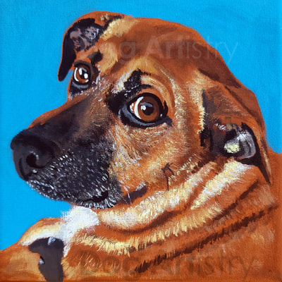 Brown Dog Painting by artist H. Santiago