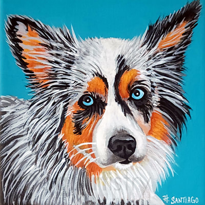 Collie Painting by artist H. Santiago