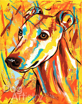Greyhound Art by artist H. Santiago
