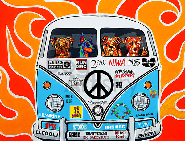 Hip Hop VW Bus Painting by artist H. Santiago