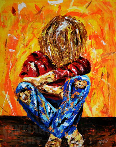 Homeless Child Painting by artist H. Santiago