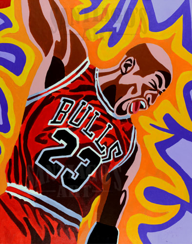Michael Jordan Painting by artist H. Santiago