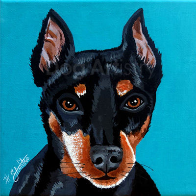 Min Pin Painting by artist H. Santiago