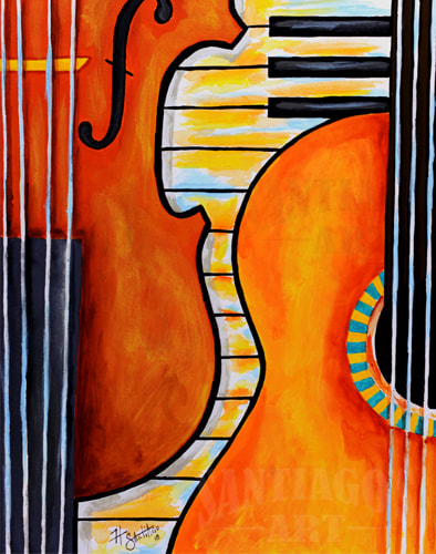 Musical Instruments Painting by Artist H. Santiago
