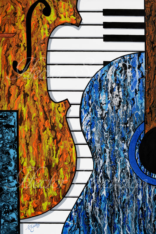 Musical Instruments Painting by Artist H. Santiago