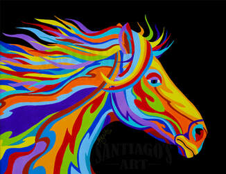 Horse acrylic painting by artist H. Santiago called Majesty. 