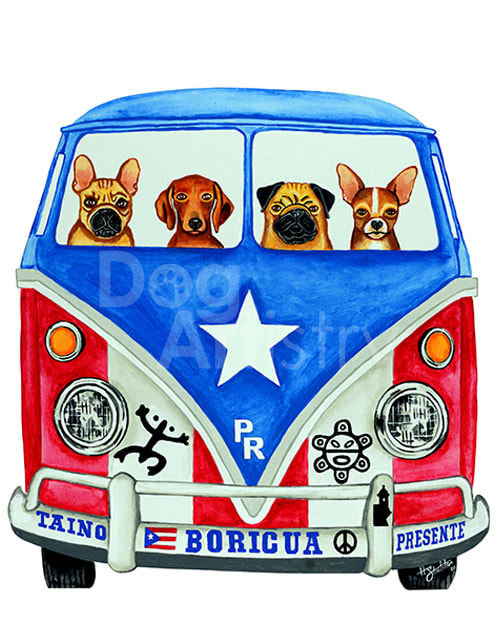 Puerto Rican VW Bus Painting by artist H. Santiago