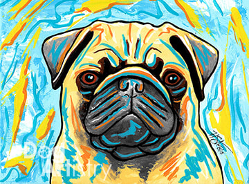 Pug Painting by artist H. Santiago