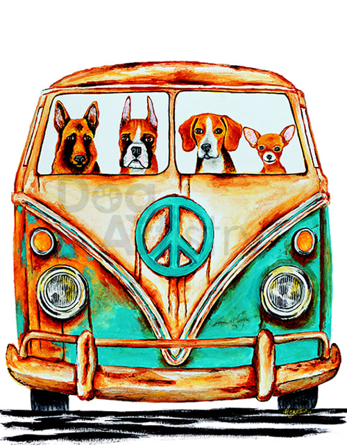 Rusty VW Bus Painting by artist H. Santiago