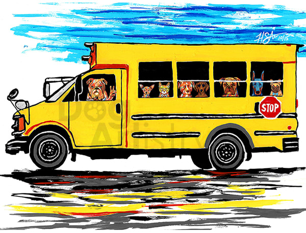 School Bus Art by artist H. Santiago