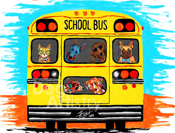 School Bus Painting by artist H. Santiago