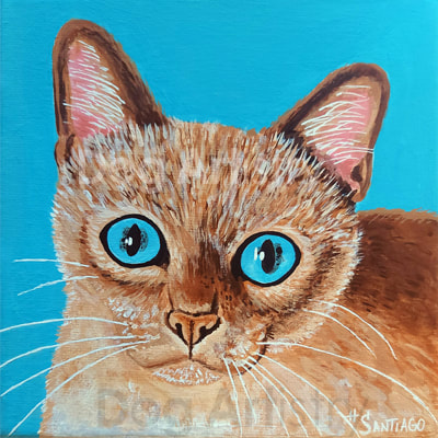 Siamese cat painting by artist H. Santiago