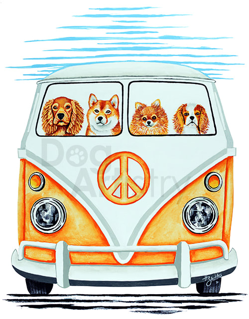 Orange VW Bus Painting by artist H. Santiago